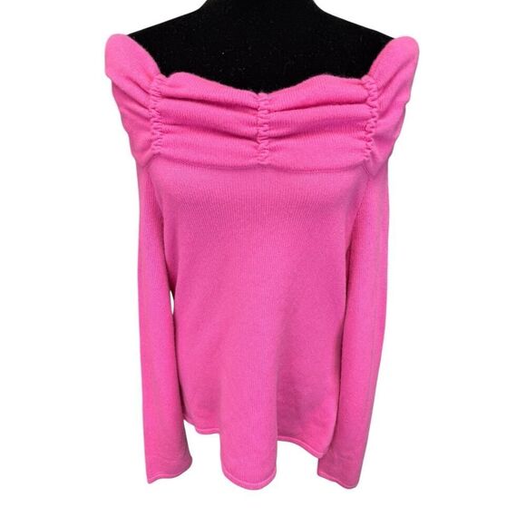 ST. John Collection 100% Cashmere Off-Shoulder Sweater in Cyclamen Pink M - Picture 1 of 16